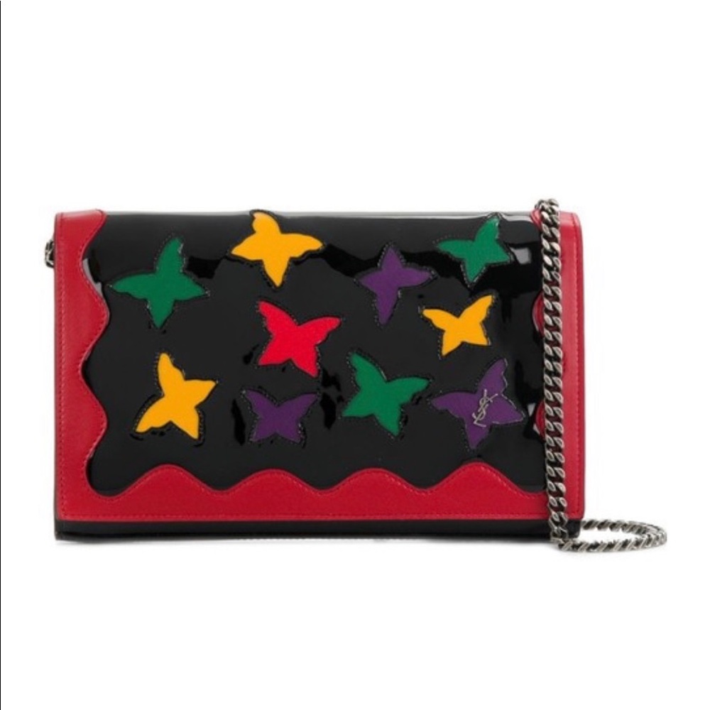 Saint Laurent Butterflies Cutout Leather Clutch